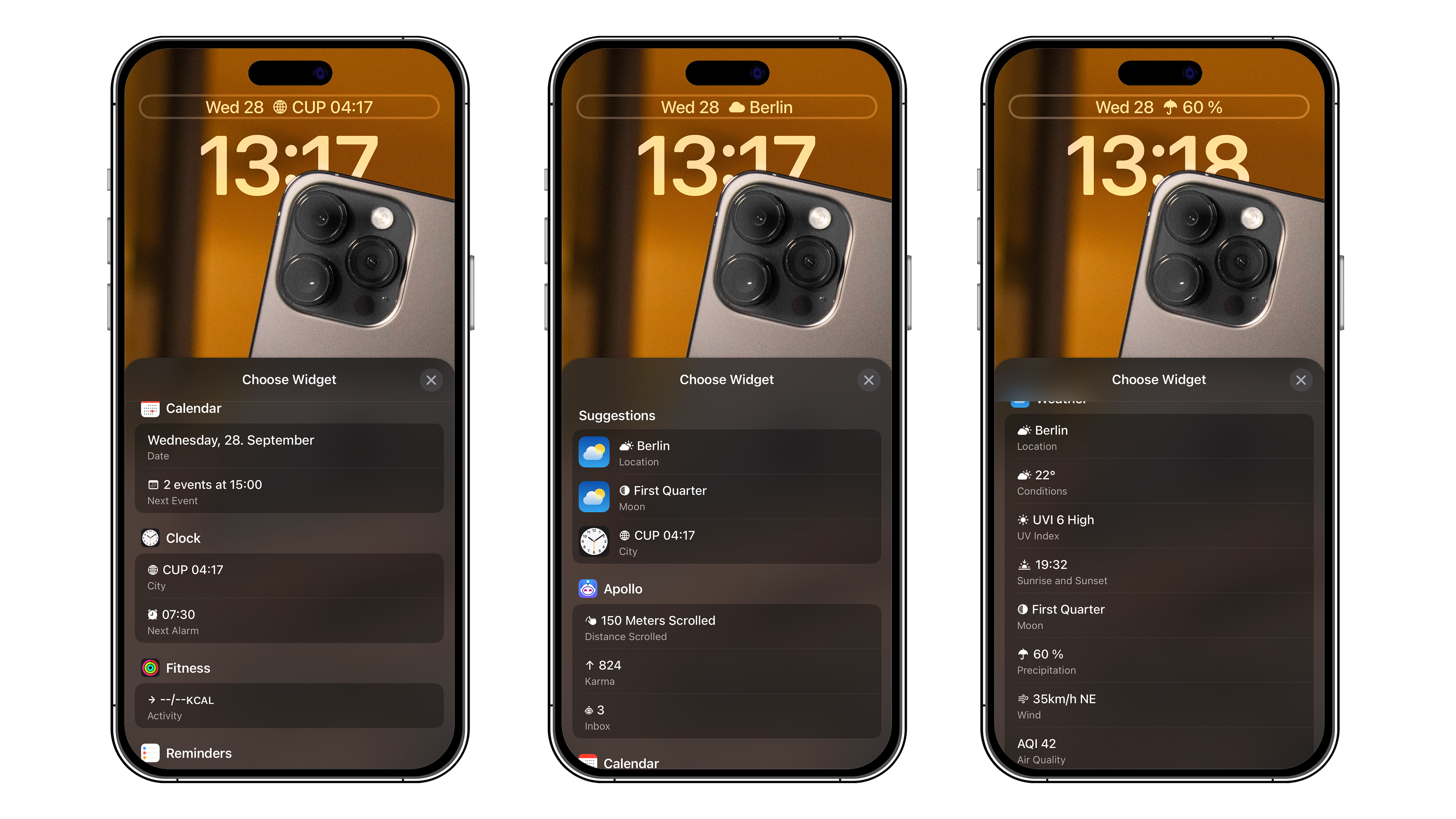 Screenshots zeigen die Widgets fürs Always-on-Display