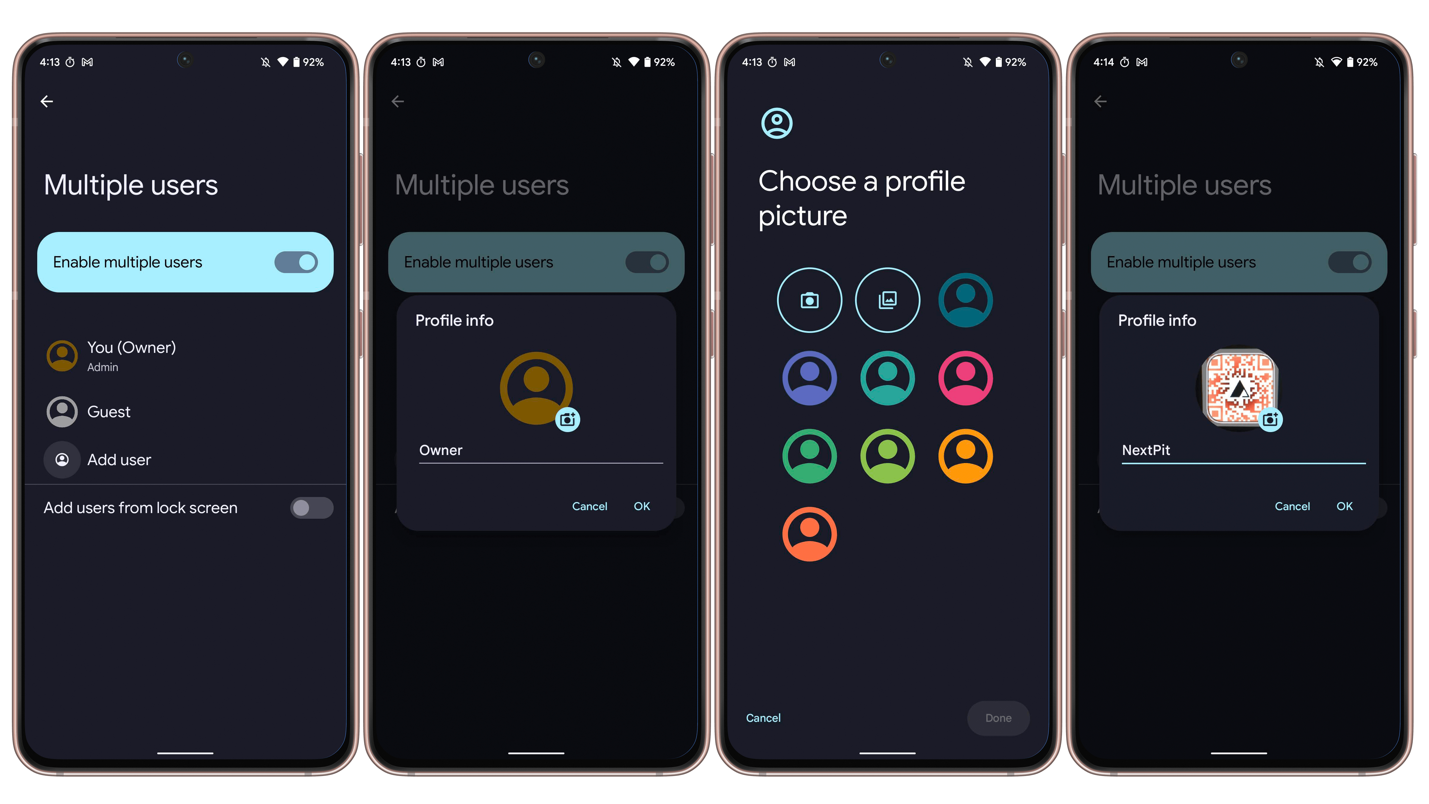 Android 13 overview profile picture