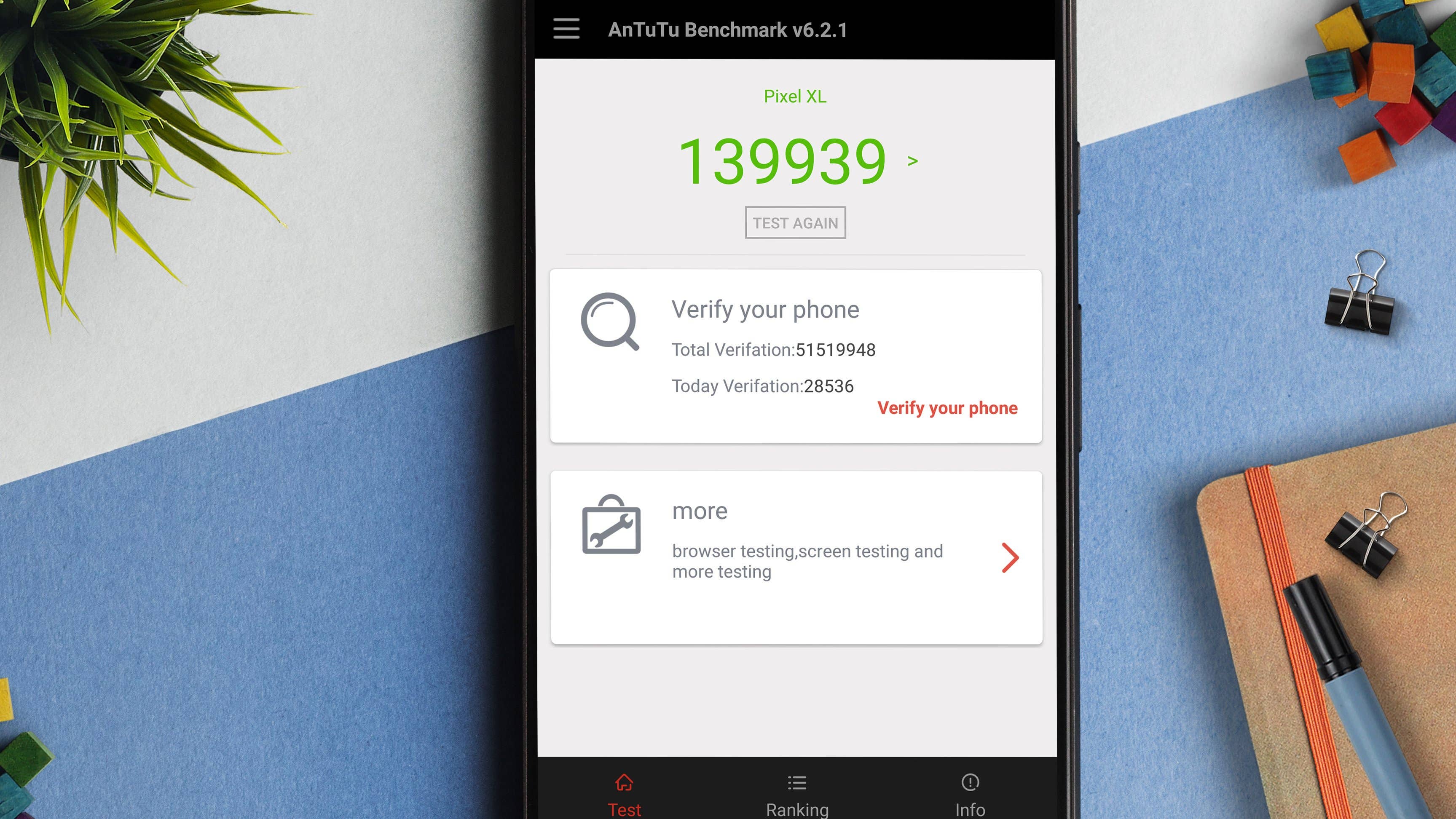 AndroidPIT Google pixel XL antutu benchmark alone