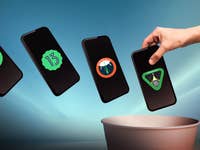 verschiedene Android-Smartphones mit unterschiedlichen Android-Versionen auf dem Weg zum Mülleimer