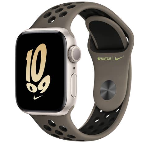 Apple Watch SE - Seite schräg mit Band - Aluminium Polarstern + Nike Band Apple Watch SE - Seite schräg mit Band - Aluminium Polarstern + Nike Band