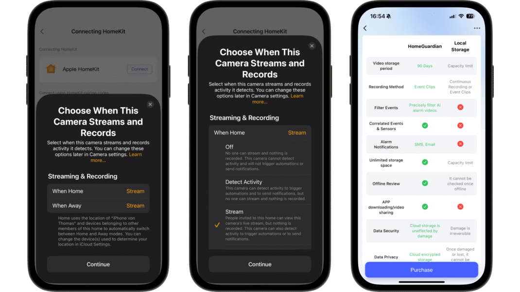 Bildschirme zeigen Einstellungen für die Aqara G100-Kamera, einschließlich Streaming-Optionen und Speicherinformationen. Bildschirme zeigen Einstellungen für die Aqara G100-Kamera, einschließlich Streaming-Optionen und Speicherinformationen.