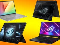 Mehrere Asus-Notebooks nebeneinander