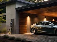 Auto wird an Wallbox aufgeladen