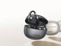 Baseus Bowie MC1 Pro offene Ohrhörer in Schwarz und Silber mit Ladeetui.