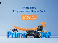 Beatbot-Werbebild für den Prime Day mit 'Prime Time für einen makellosen Pool' und 'bis zu 37% sparen'.