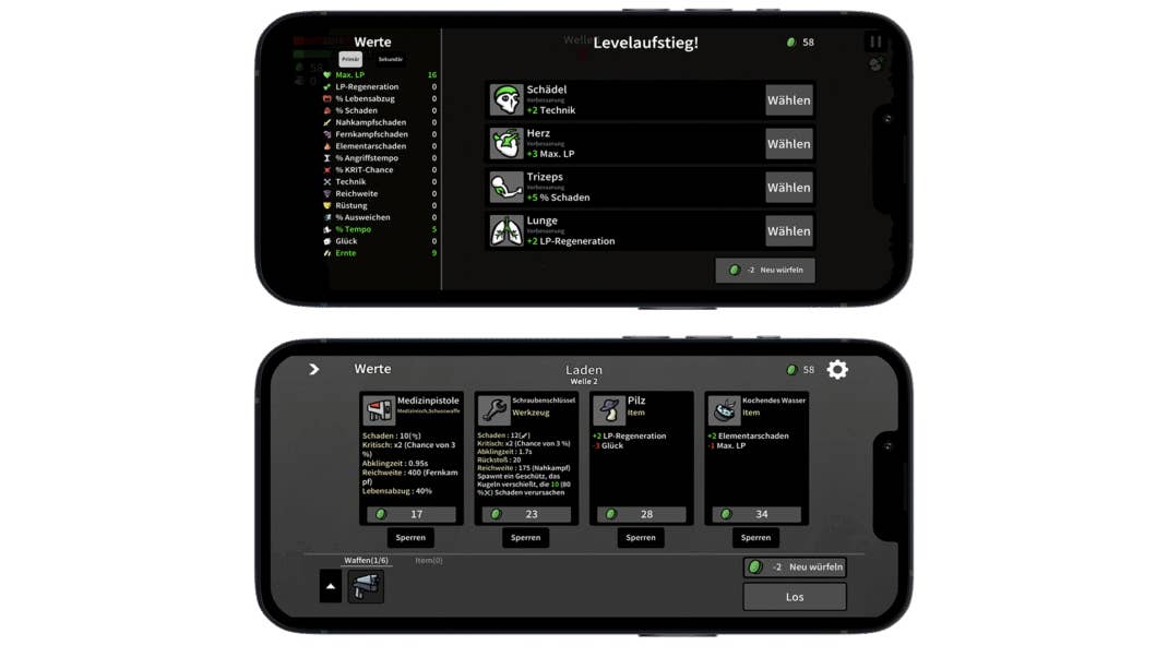 Nach jeder Runde gibt es neue Upgrades