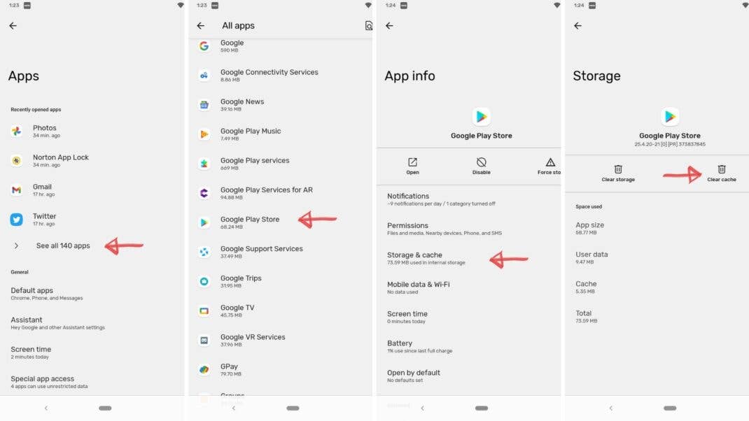 Clear Cache Google Play Store