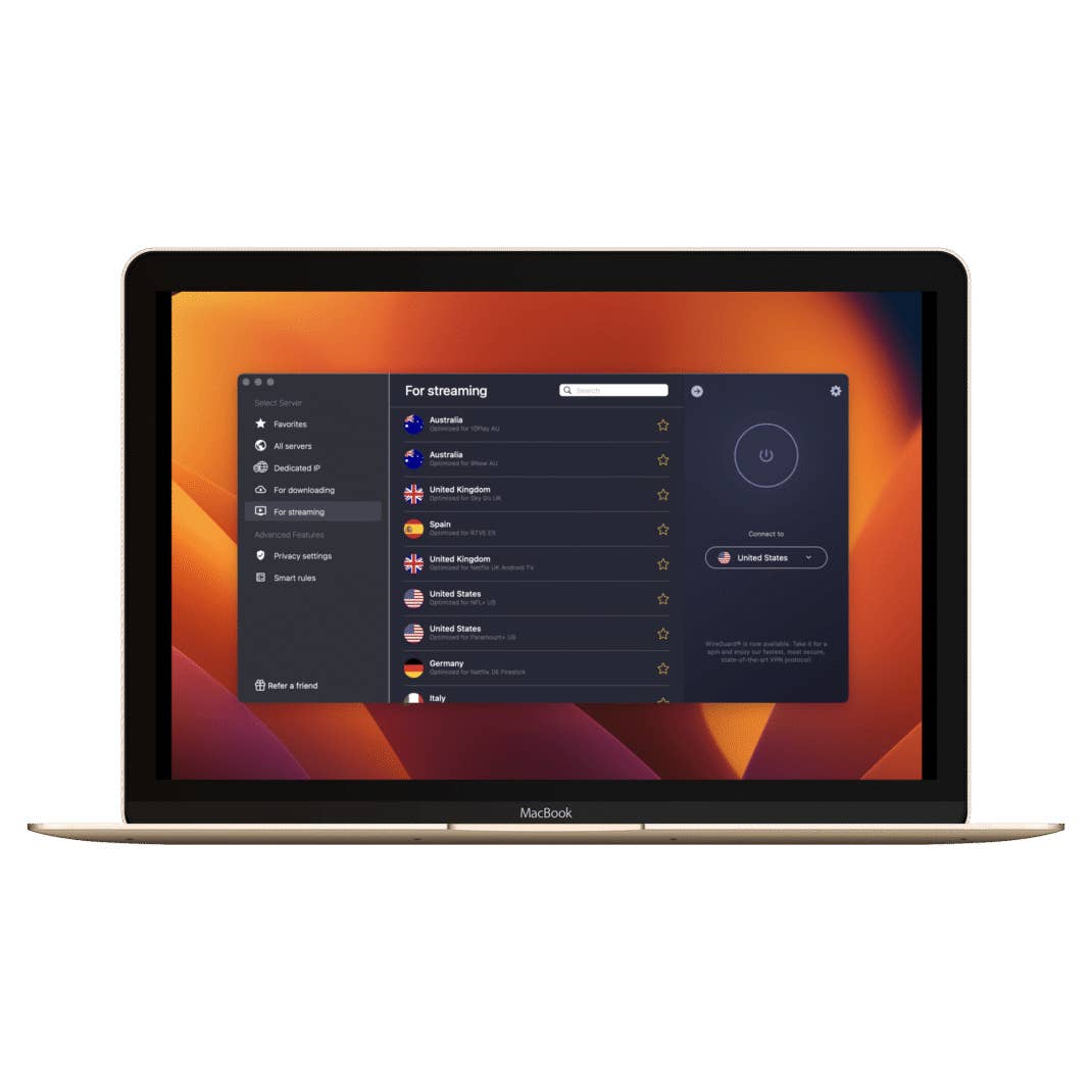 Die MacOS-App von CyberGhost auf einem Screenshot.