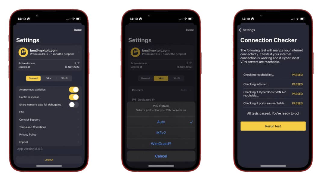 CyberGhost Einstellungen Screenshots