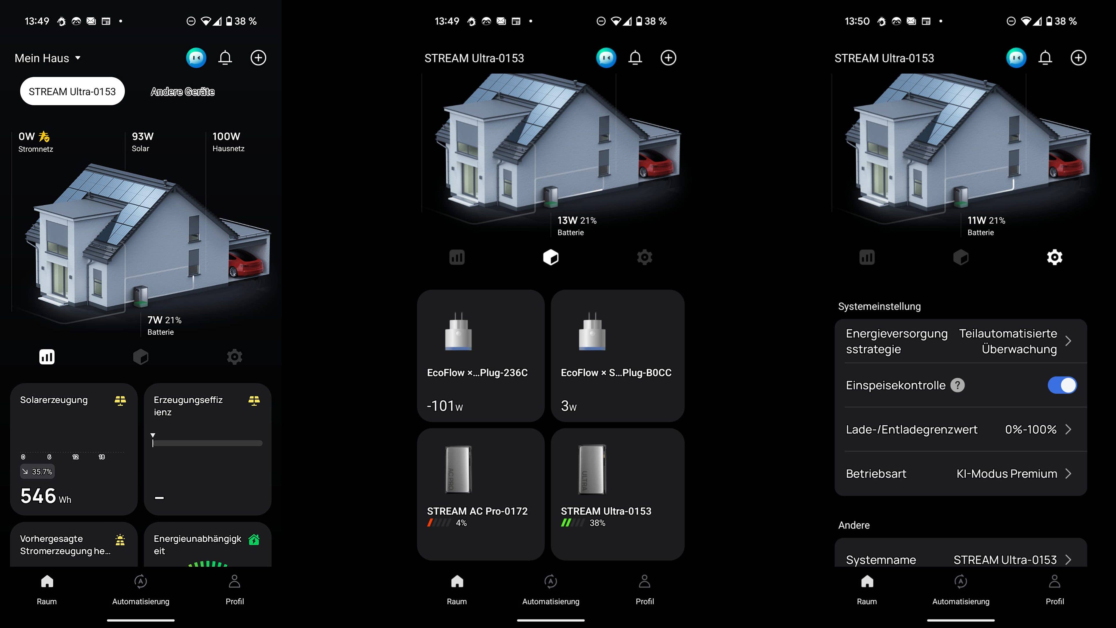 Screenshots der Ecoflow App
