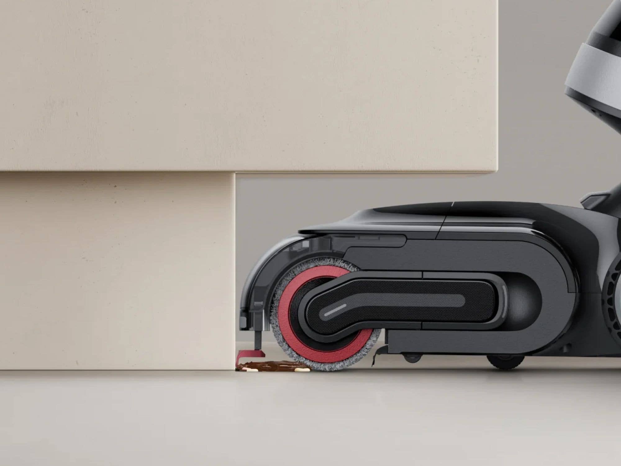 Der KI-Roboterarm des Dreame-Saugwischers hilft dabei, wirklich bis an die Kante sauberzumachen