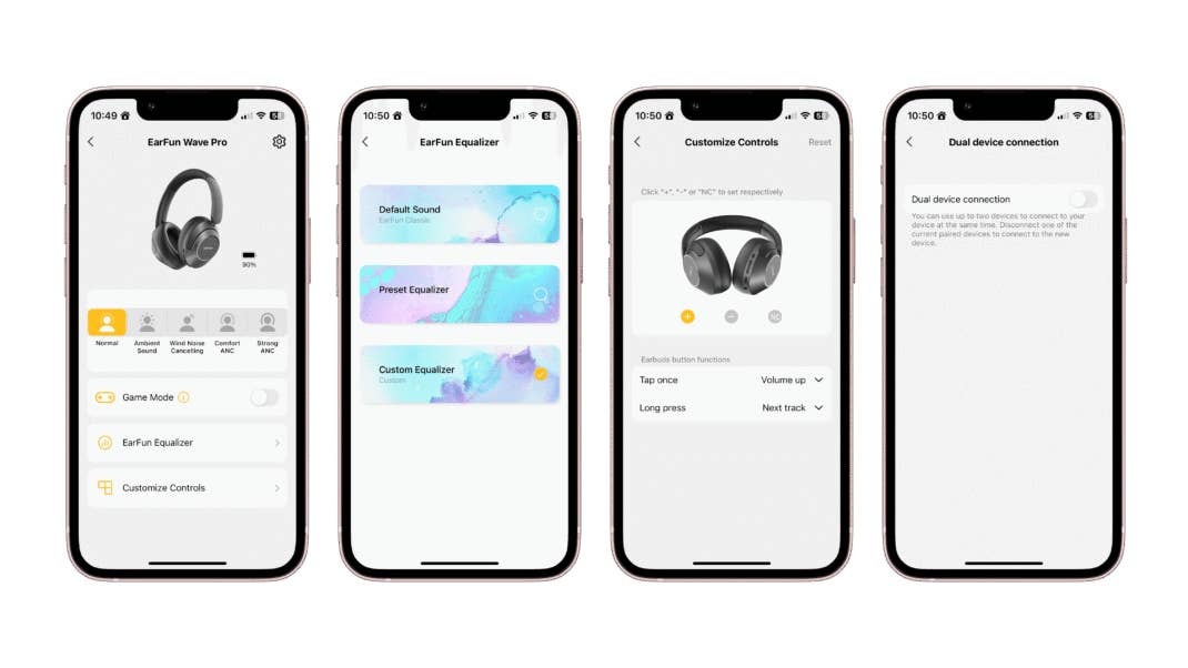 Screenshots aus der EarFun App