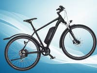 Fischer E-Bike Terra 2.1 vor blau-weißem-Hintergrund