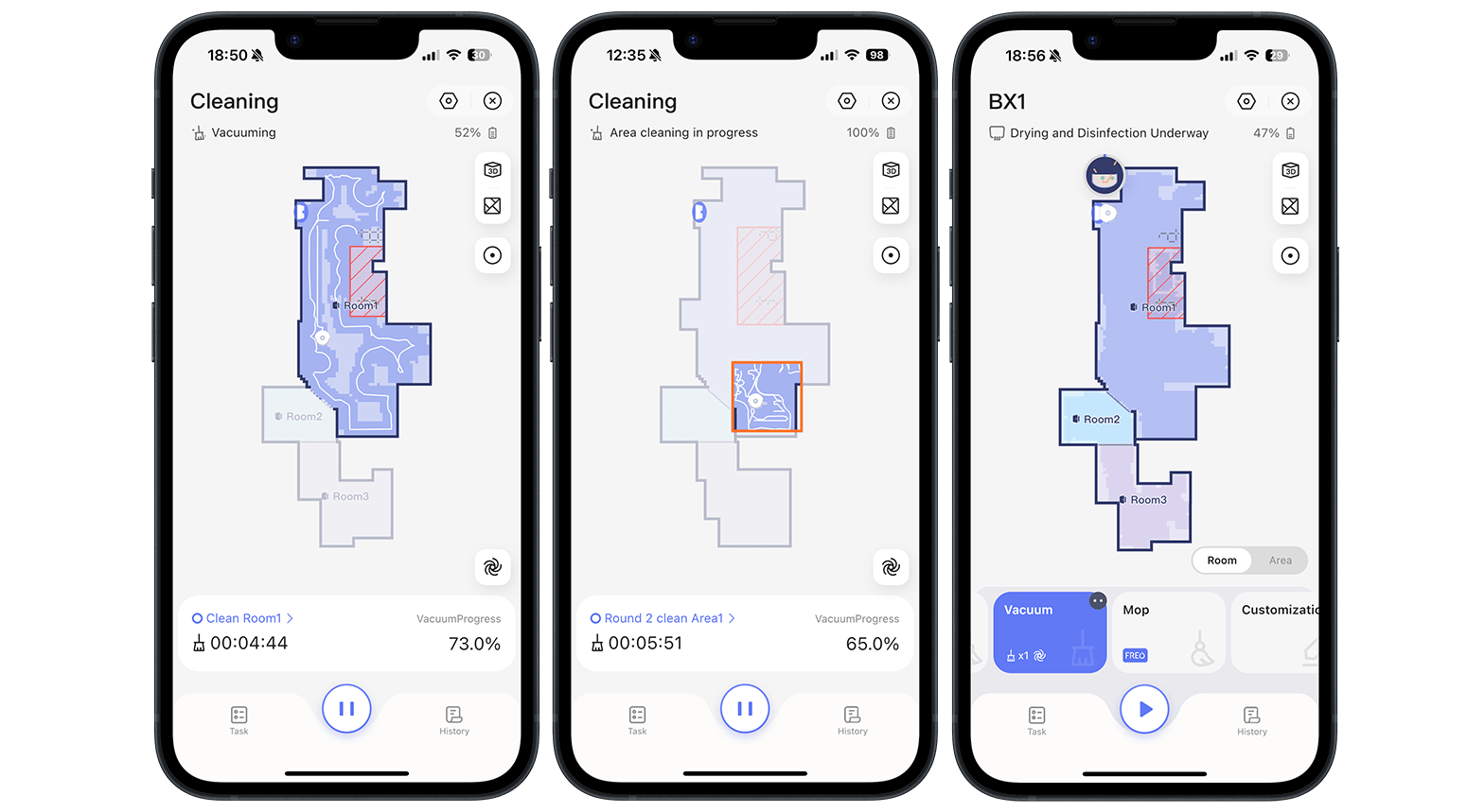 Narwal Freo x Plus App-Screenshot Live-Standort