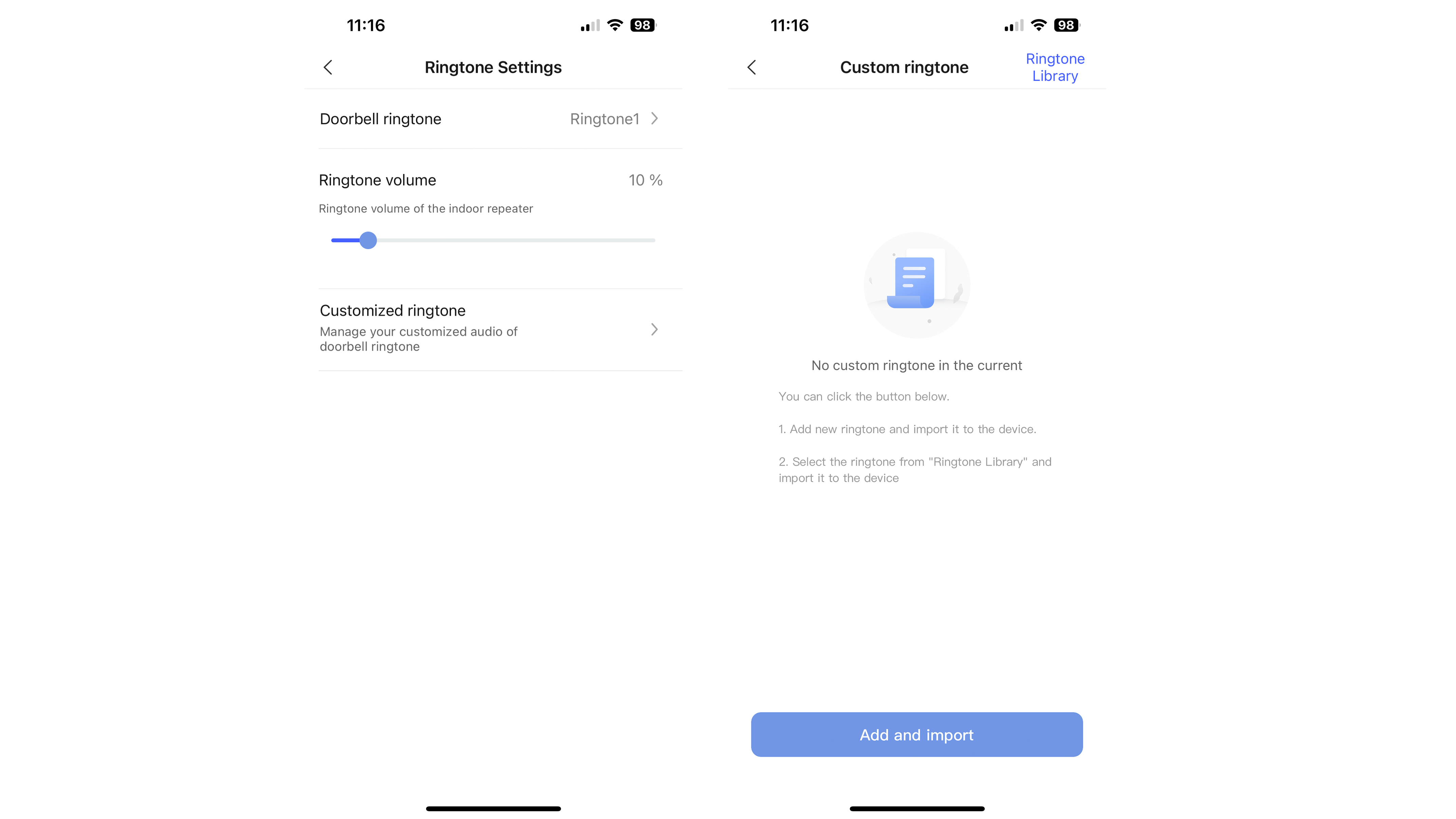 Aqara G4 Aqara-Home-App Screenshot Einstellungen Klingelton