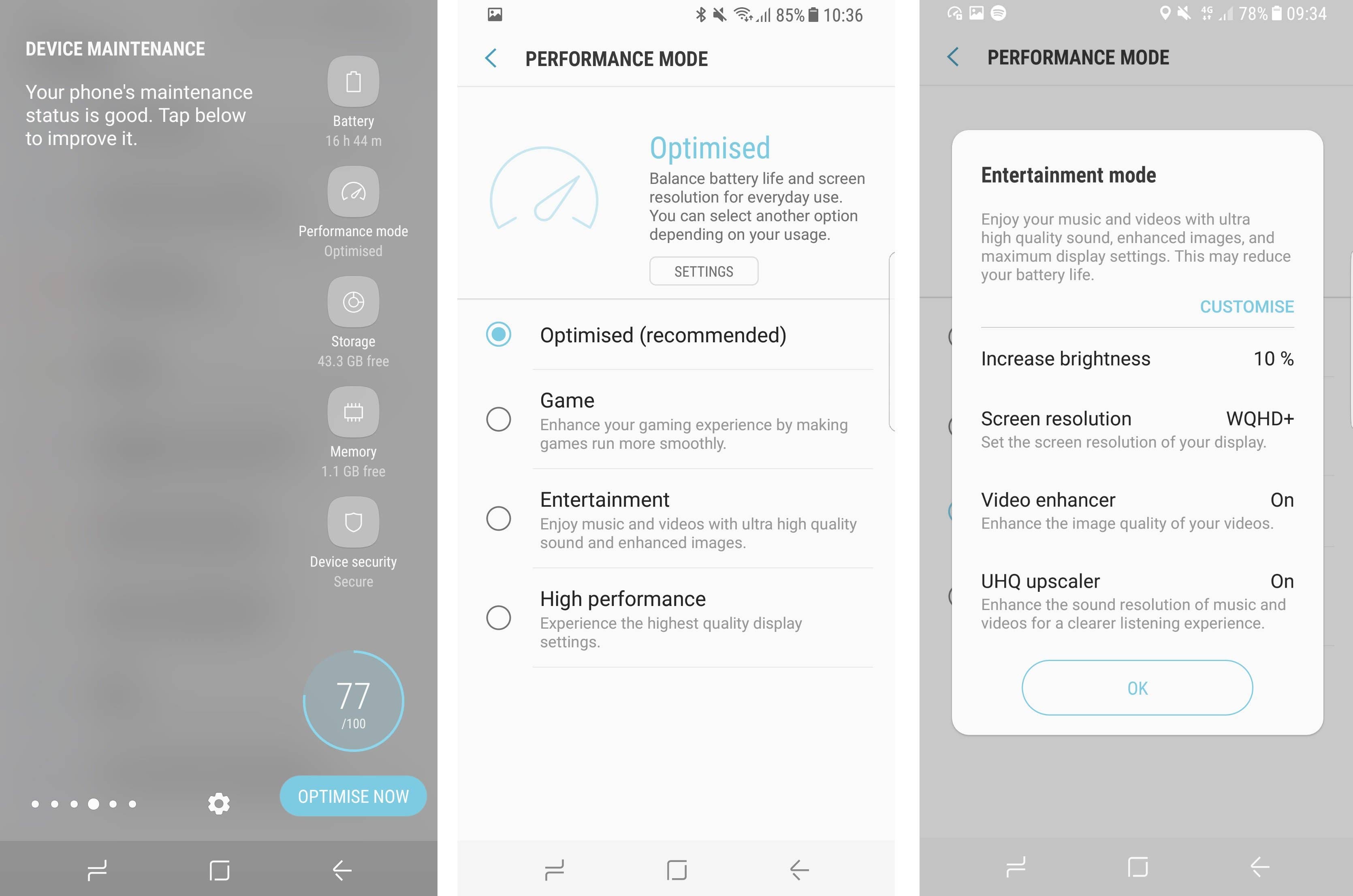 Galaxy S8 review performance mode