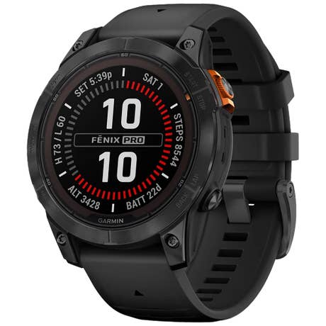 Garmin Fénix 7S Pro Solar - Seite mit Band schräg Garmin Fénix 7S Pro Solar - Seite mit Band schräg