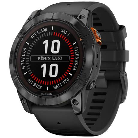 Garmin Fenix 7X Pro Solar - Seite mit Band schräg Garmin Fenix 7X Pro Solar - Seite mit Band schräg