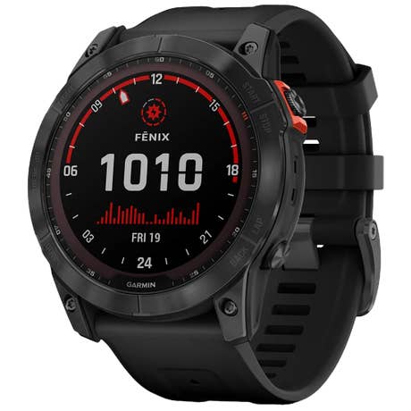Garmin Fénix 7X Solar - Seite mit Band schräg - schwarz