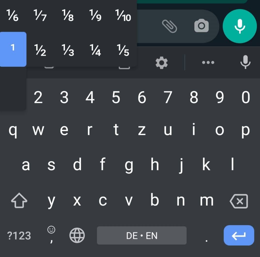 Gboard Fractions