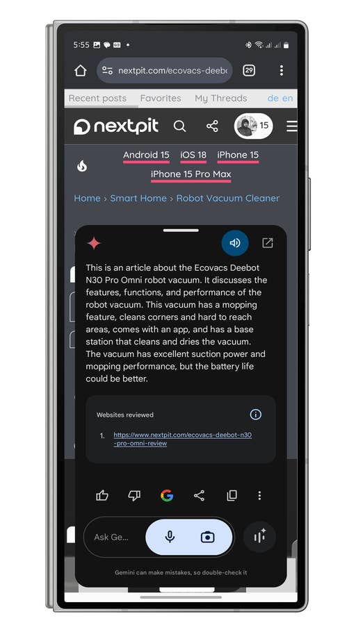 Wie Ihr Gemini zum Zusammenfassen eines Webartikels verwendet