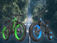 Zwei E-Bikes von Gogobest vor einem Wald.