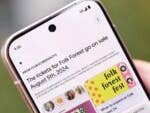 Ein Google Pixel 9 Pro zeigt eine Ticketverkaufsankündigung für Folk Forest am 5. August 2024.