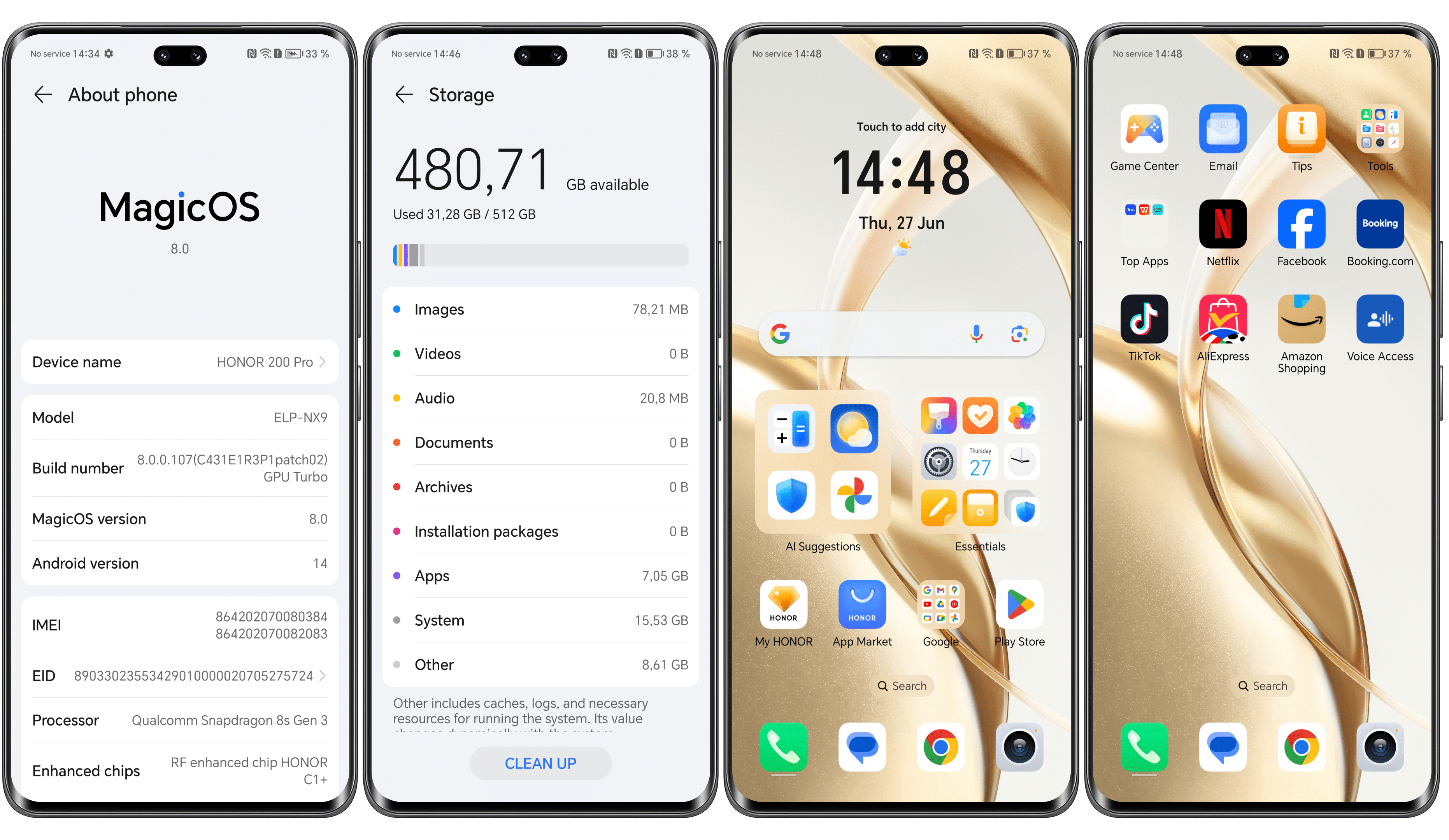 Screenshots des Honor 200 Pro Interface und Haupt-Bildschirms