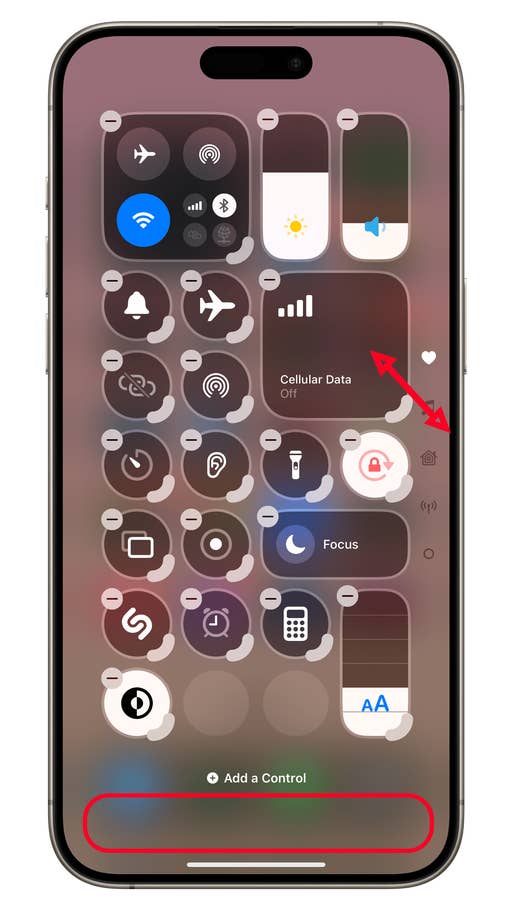 Anpassen des Kontrollzentrums in iOS 18.1