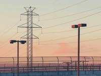 Strommäste bei Abenddämmerung