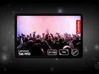 Lenovo Tab M10 vor dunklem Hintergrund mit Highlights