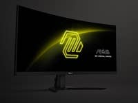 MSI MAG 346CQ gebogener Gaming-Monitor mit MSI Arsenal Gaming-Logo auf dem Bildschirm.