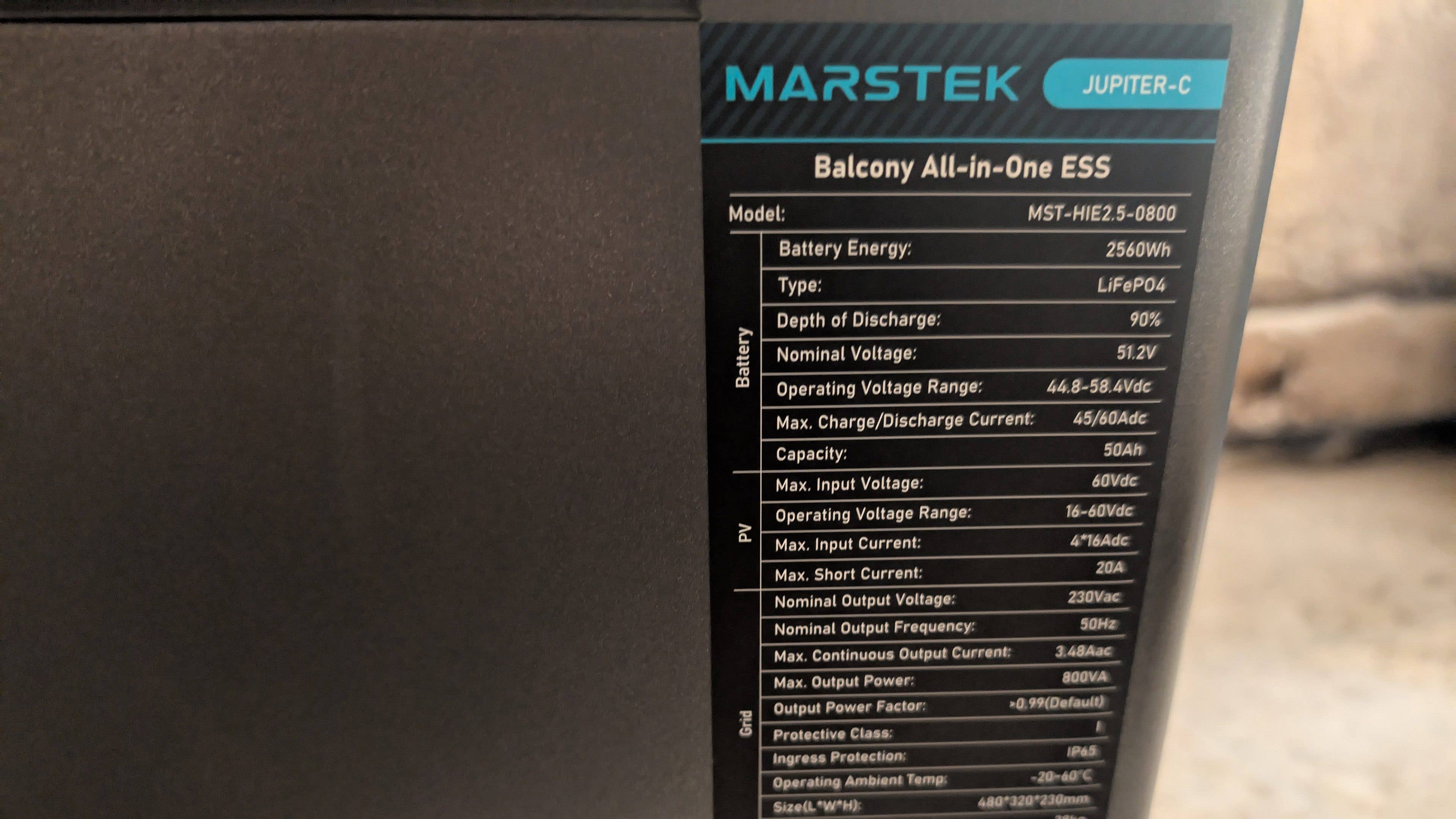 Marstek Jupiter C Plus Typenschild