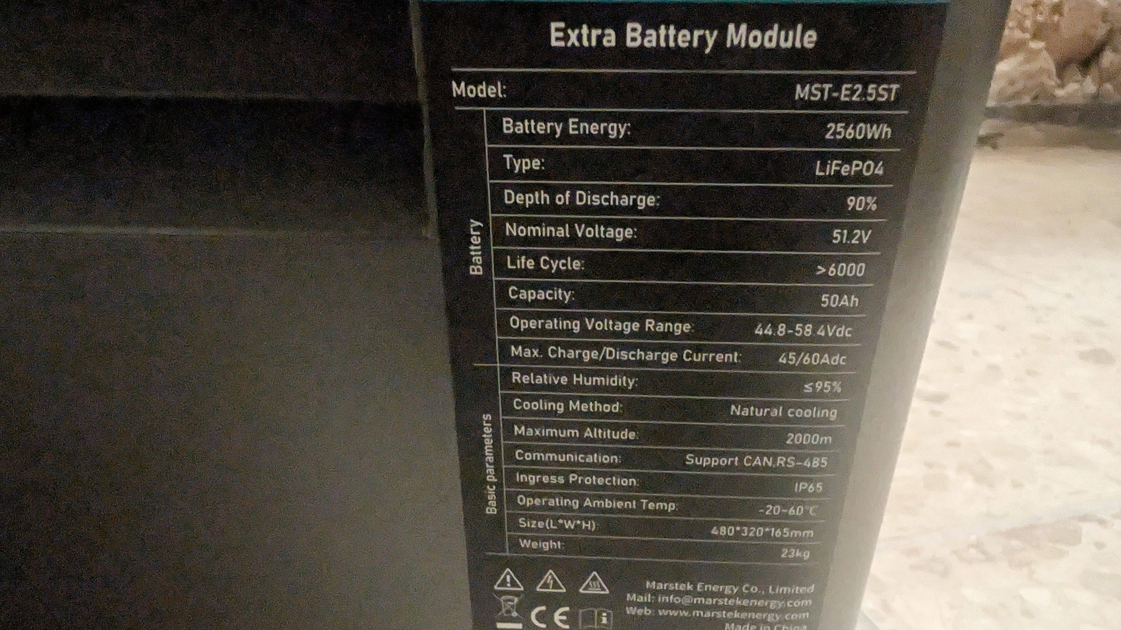 Marstek Jupiter C Plus Typenschild Erweiterungsbatterie