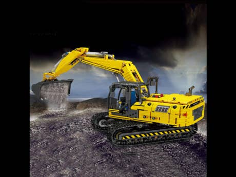 Klemmbaustein Mould King RC Gelber mechanischer Bagger (17032) Foto: Klemmbaustein Mould King RC Gelber mechanischer Bagger (17032)