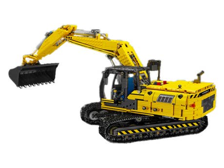 Mould King_17032–RC Gelber mechanischer Bagger_seitlich vorn2 Mould King_17032–RC Gelber mechanischer Bagger_seitlich vorn2