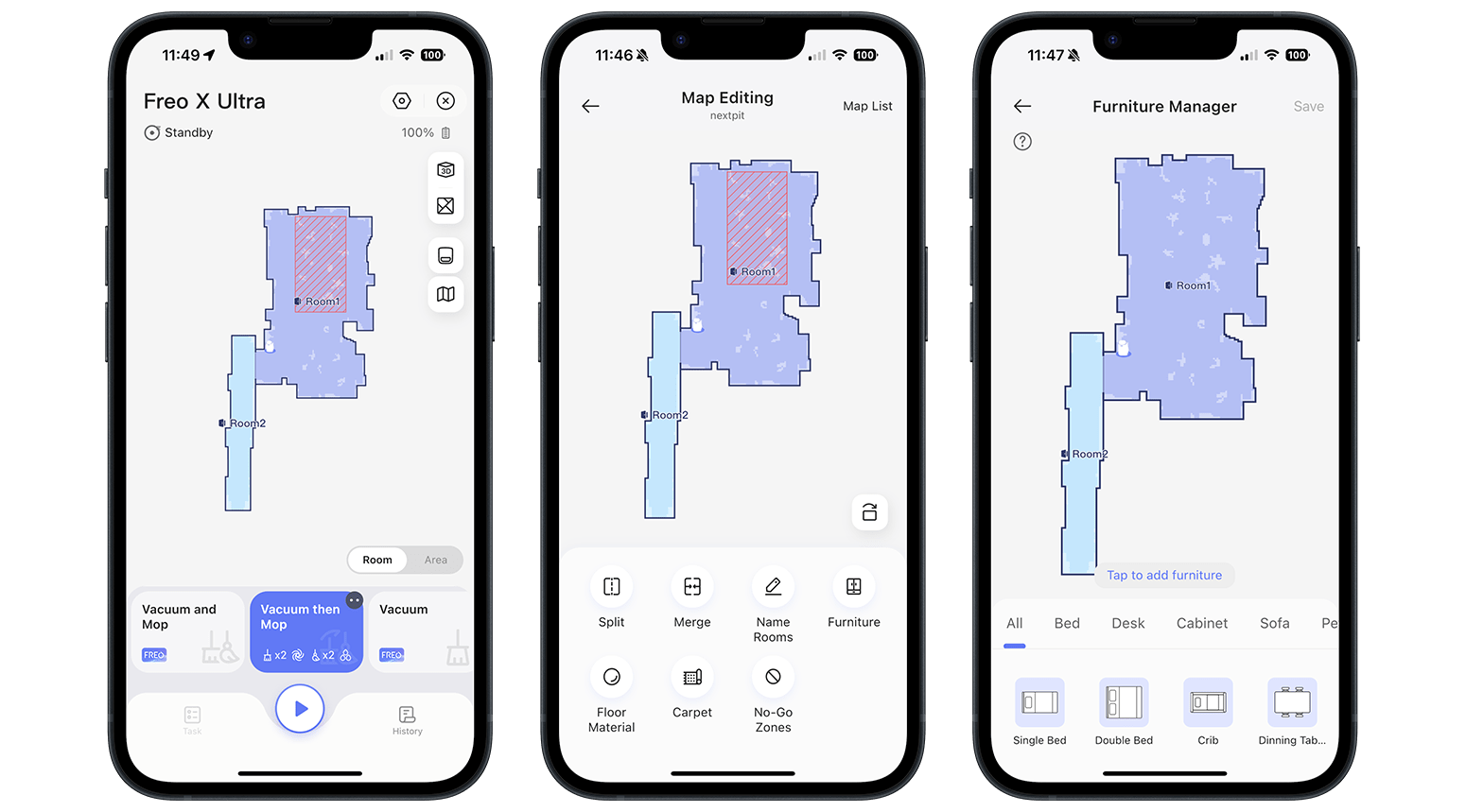 Narwal Freo X Ultra Map editing Screenshots