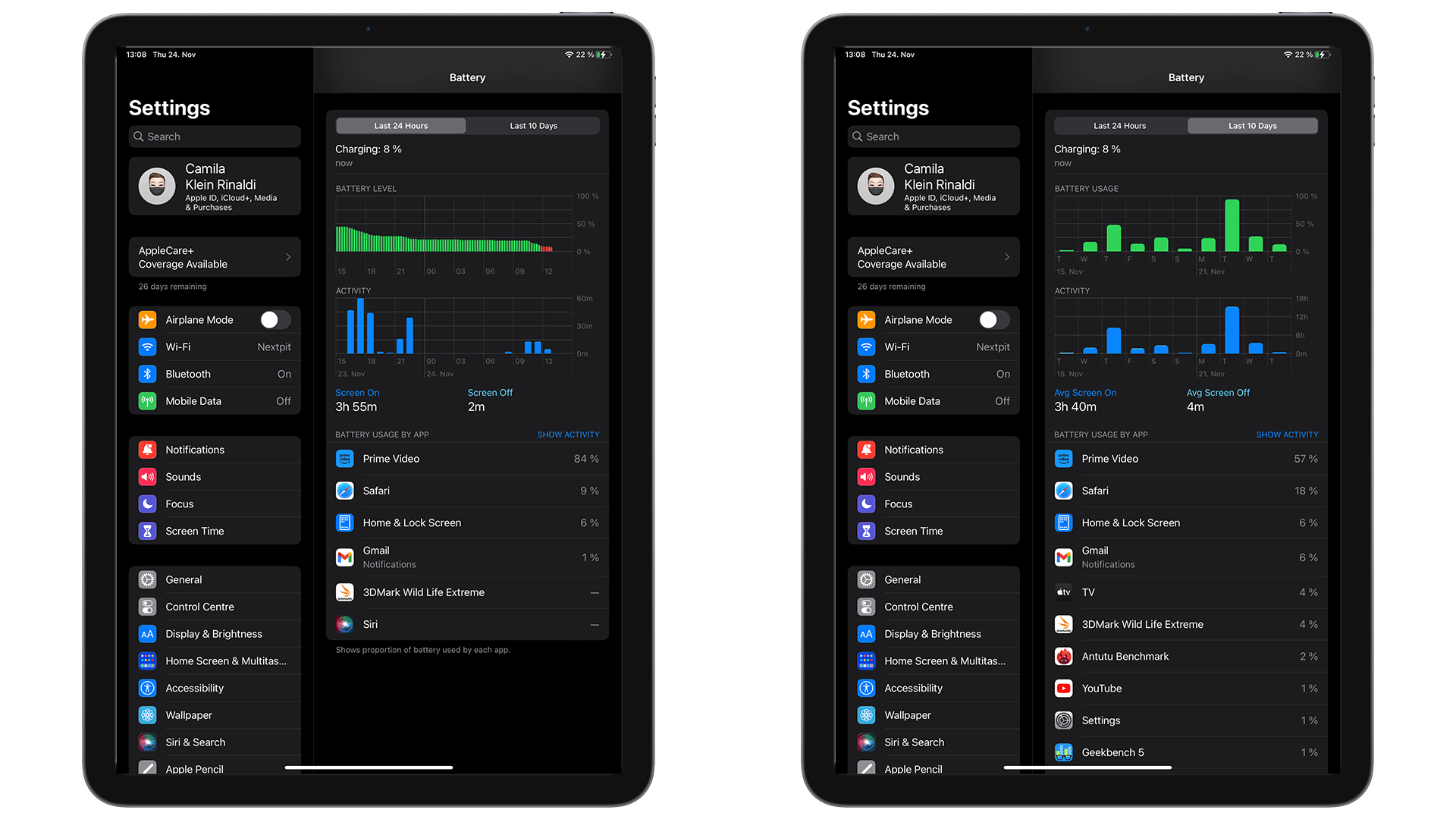 Apple iPad 10 (2022), battery usage
