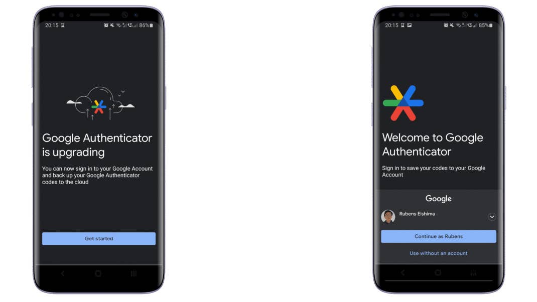 Google Authenticator Screenshots