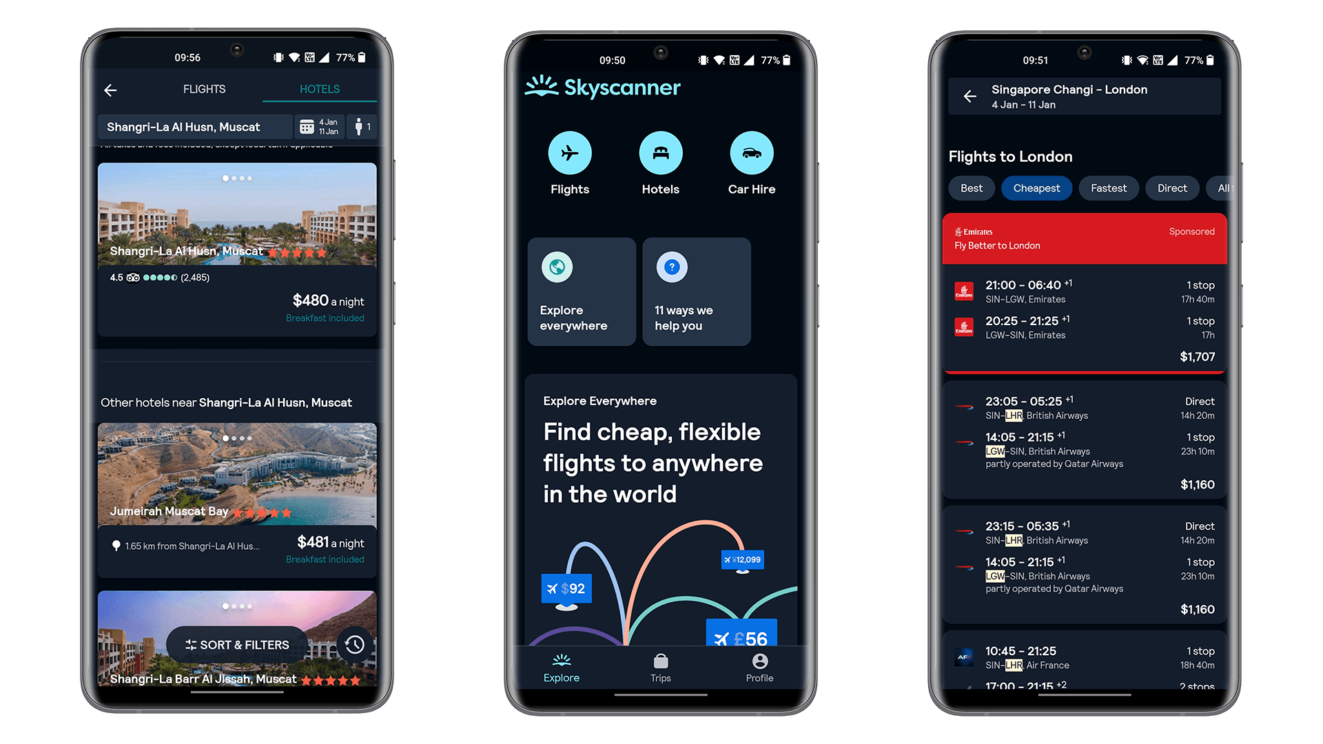 Screenshots der App Skyscanner