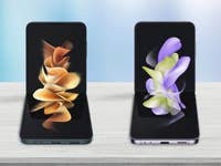 Galay Z Flip 3 und Flip 4 aufgeklappt nebeneinander auf einem Tisch