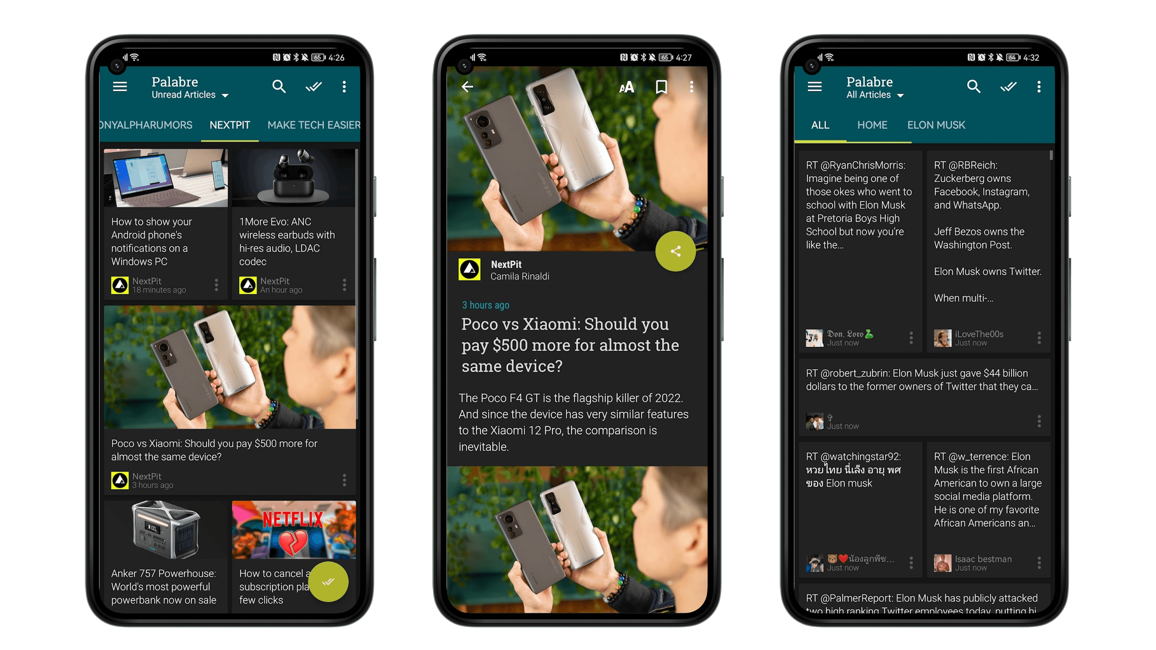 Palabre lässt Euch auch Inhalten von Twitter folgen. Screenshots des RSS-Readers Palabre für Android