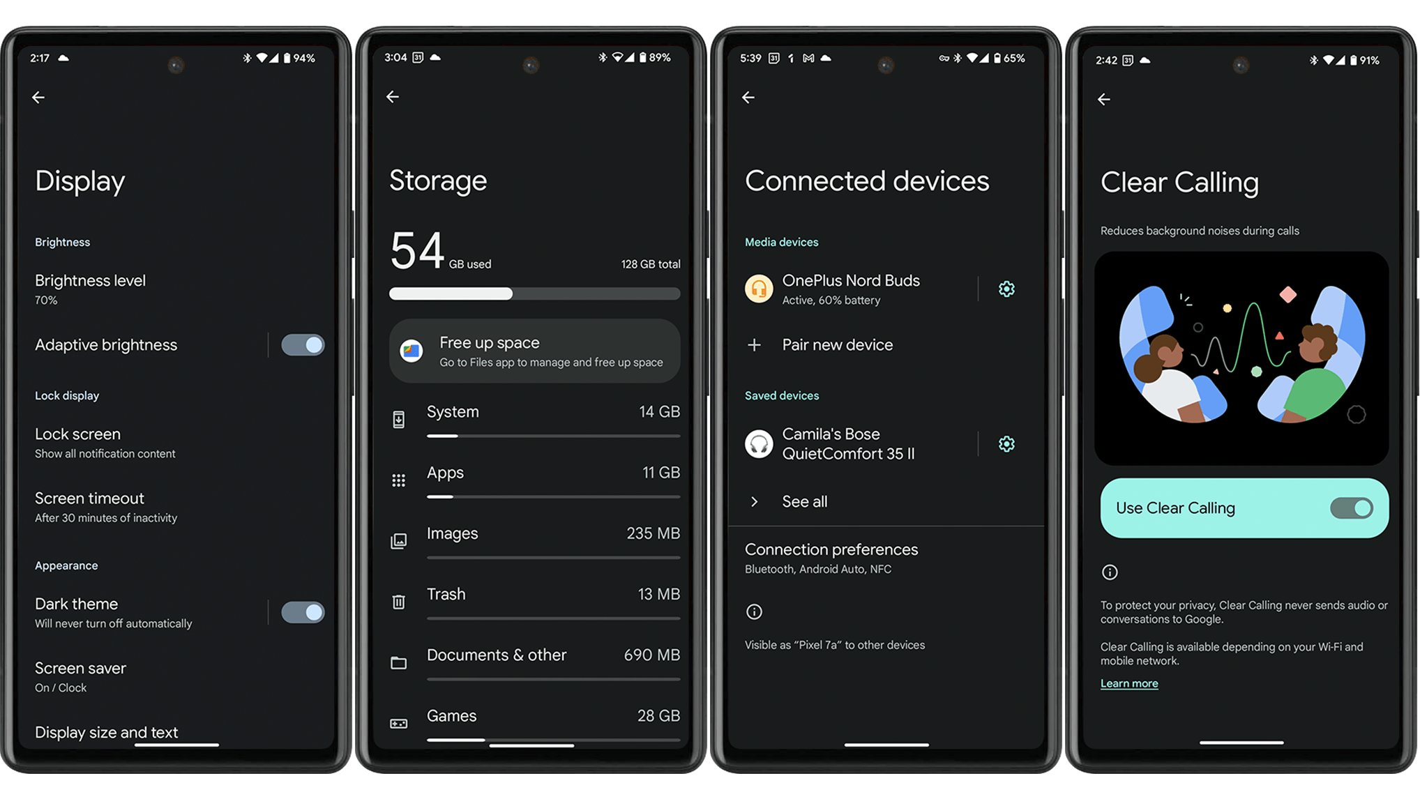 Screenshots von Android 13 auf dem Pixel 7a