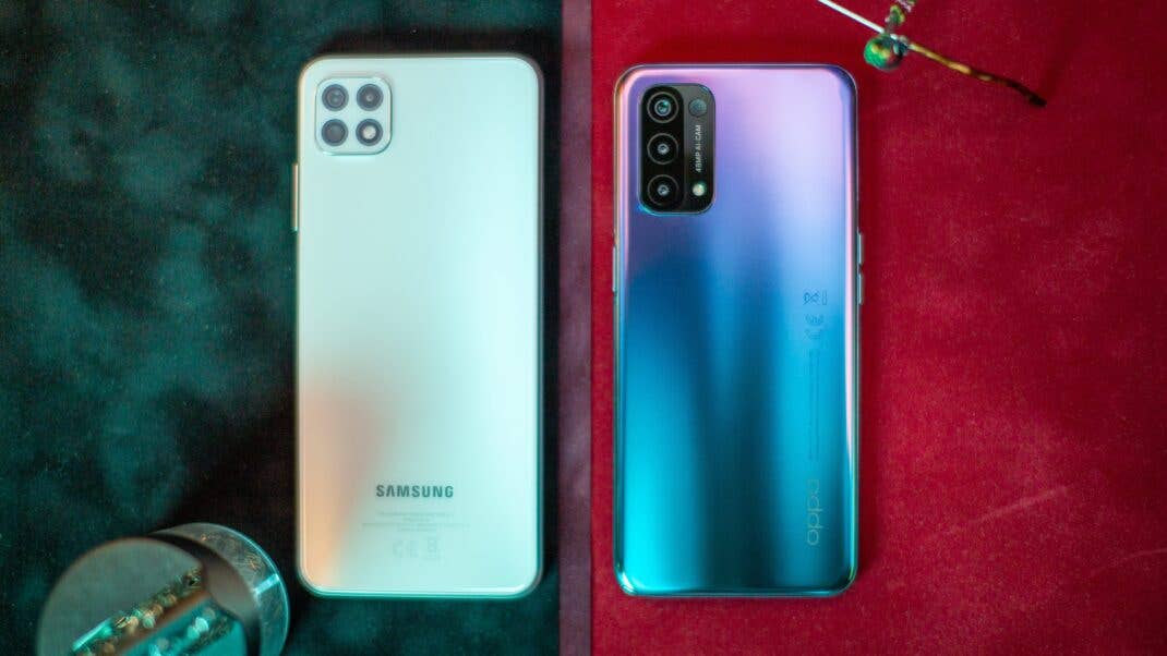 Samsung Galaxy A22 5G und Oppo A54 5G: Rückseite im Vergleich Samsung Galaxy A22 5G und Oppo A54 5G: Rückseite im Vergleich
