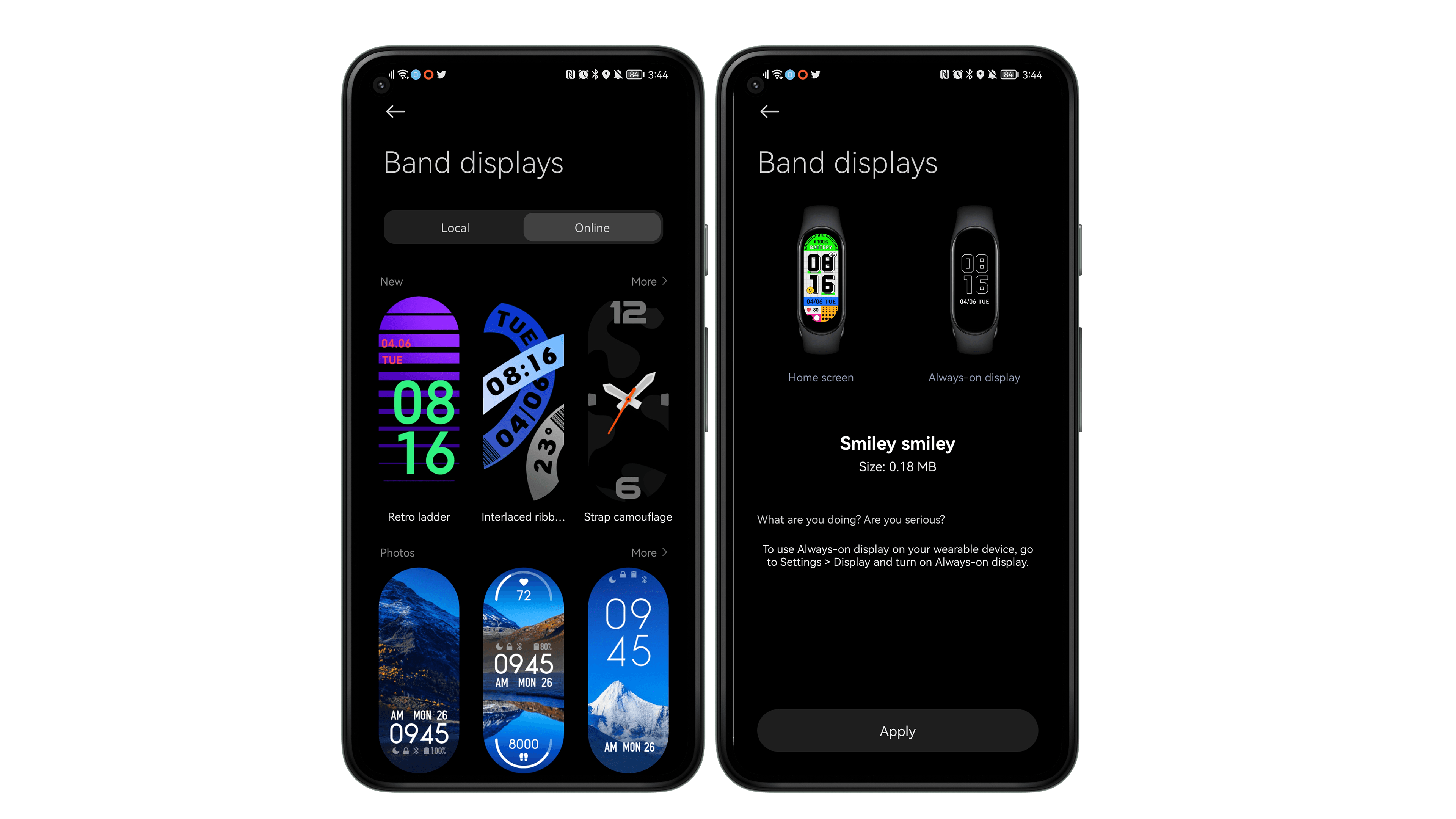Screenshots der Mi Fitness App