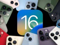 Viele iPhones mit einem iOS 16 Icon in der Mitte