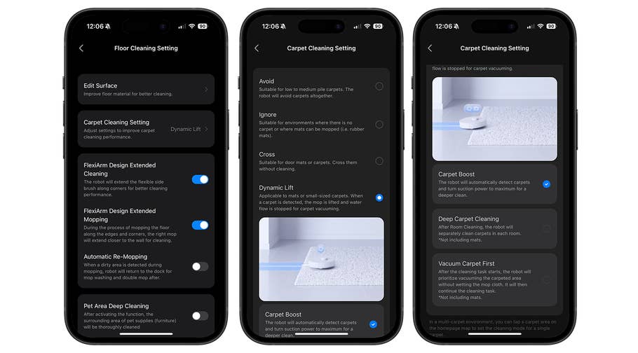 Screenshots aus der Roborock-App