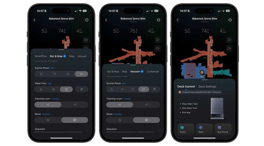 Screenshots aus der Roborock-App
