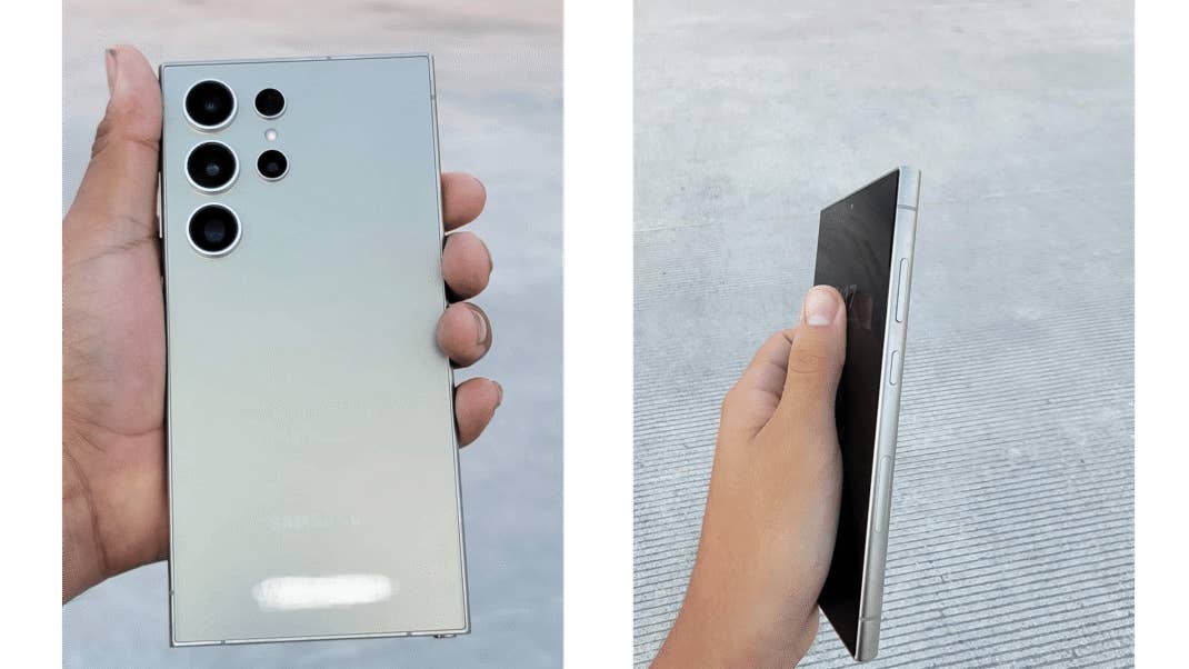 Das Samsung Galaxy S24 Ultra in der Hand eines unbekannten Mannes.